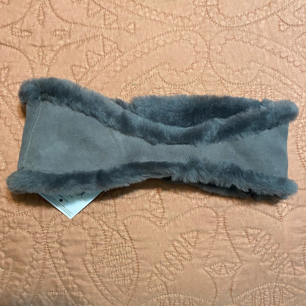 UGG charcoal reversible leather headband
